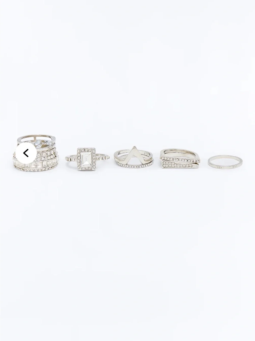 New, set of nine, Silver CZ Stackable Ring Set with Clear Stones, plus size